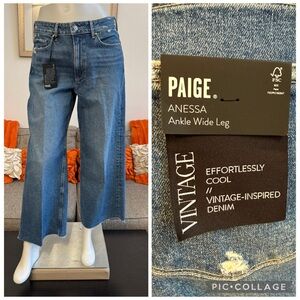 ❣️🆕PAIGE Anessa High Waist Raw Hem Wide Leg Jeans in color Le Club❣️